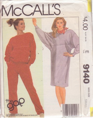 McCALL'S PATTERN 9140 SIZE SMALL 10/12 MISSES' DRESS OR TOP AND PANTS