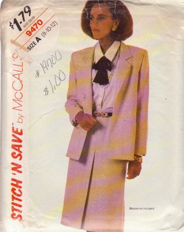 McCALL'S PATTERN 9470 SIZES 8/10  MISSES' JACKET AND SKIRT