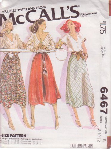 McCALL'S VINTAGE PATTERN 6467 SIZE 8/10  MISSES' SKIRT 3 VARIATIONS