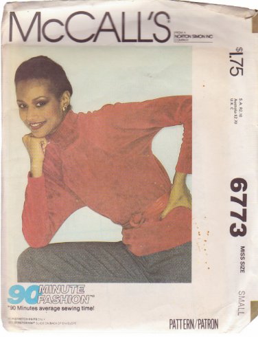 McCALL'S PATTERN 6773 SIZE SMALL 10-12  MISSES' TOP