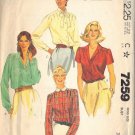 McCALL'S 7259 PATTERN DATED 1980 SIZE 10 MISSES' BLOUSES IN 4 VARIATIONS