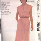 McCALL'S PATTERN 7584 SIZES PETITE 6-8, SMALL 10-12 MISSES' PULLOVER DRESS