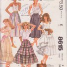McCALL'S PATTERN 8615 SIZE 8 MISSES' SKIRT IN 4 VARIATIONS by Brooke Shields