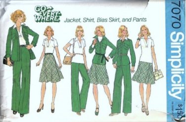 SIMPLICITY PATTERN 7070 SIZE 10 DATED 1975 MISSES' PANTS JACKET SKIRT TOP