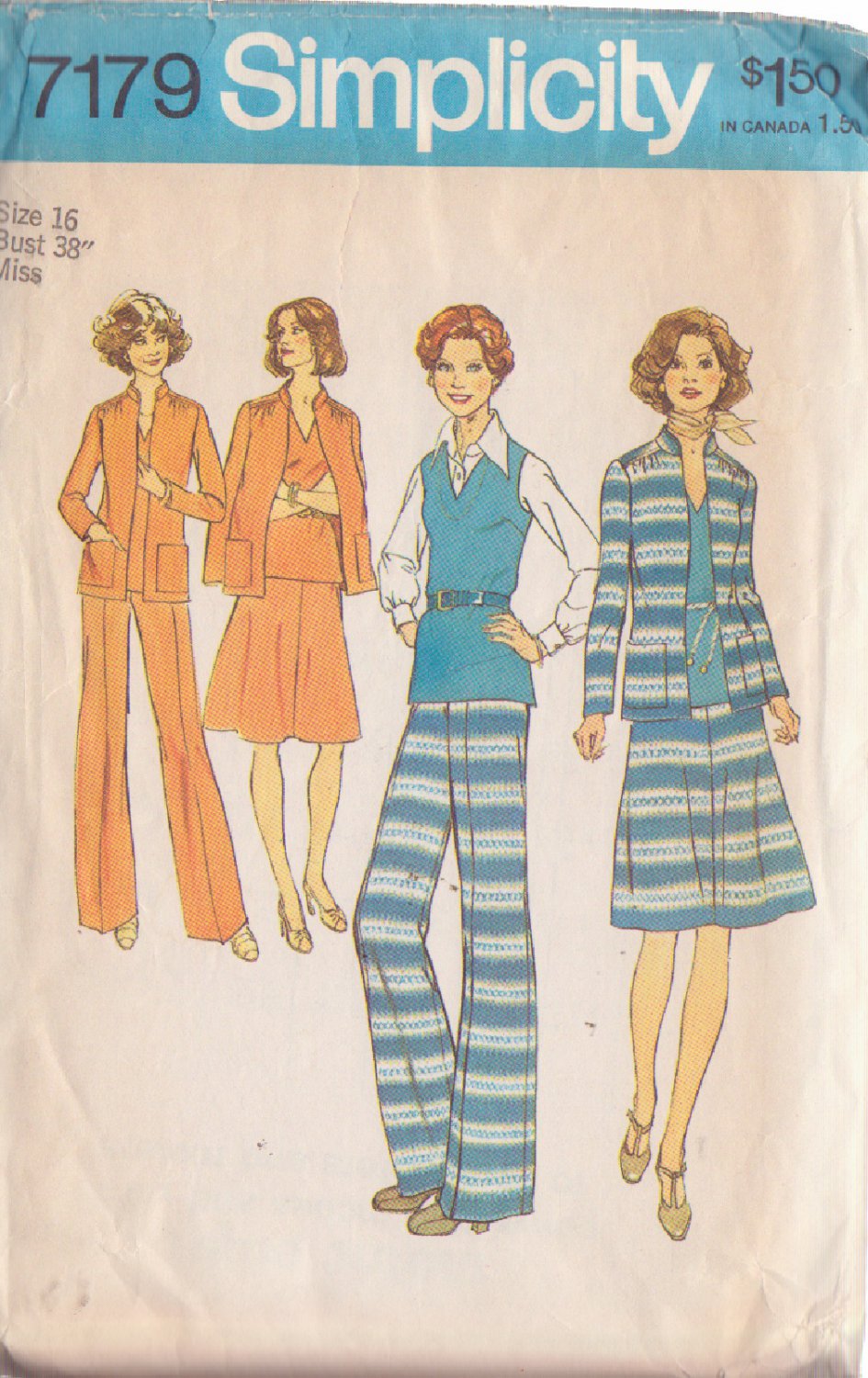 SIMPLICITY VINTAGE 1975 PTRN 7179 SZ 16 MISSES' JACKET 2 PIECE DRESS ...