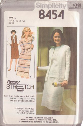 SIMPLICITY PATTERN 8454 SZS 10/12/14 MISSES VEST, SKIRT, TOPS UNCUT