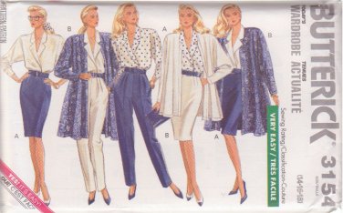 BUTTERICK PATTERN 3154 SIZE 14/16/18 MISSES' Jacket Blouse Skirt Pants UNCUT