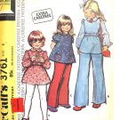 McCALL'S PATTERN 3761 DATED 1973 SIZE 6 GIRL'S DRESS, TOP, PANTS