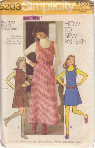 SIMPLICITY PATTERN 5203 SZ 11/12 TEENS JUNIORS JUMPER 2 LNGTHS NECKLINE INTEREST