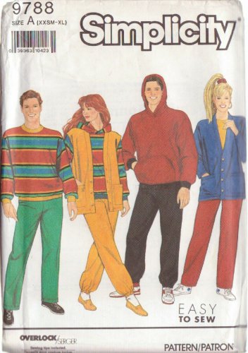 SIMPLICITY PATTERN 9788 SIZE XXS-XL PANTS TOP W/HOOD CARDIGAN UNCUT