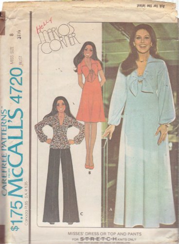 McCALL'S PATTERN 4720 SIZE 8 MISSES' DRESS OR TOP AND PANTS