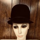 VINTAGE LADIES 100% WOOL DK BLUE CLOCHE 5" CROWN 1/4" BLUE HATBAND 21 1/2" #45 VINTAGE LADIES 100% WOOL DK BLUE CLOCHE 5" CROWN 1/4" BLUE HATBAND 21 1/2" #45