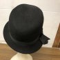 VINTAGE LADIES #96 HAT BLACK WITH 1 1/2' BLK RIBBON & FRONT 1/2 FEATHER 21 1/2"