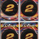 4 PACKAGED NUMBER 2 PATCHES  3 3/8" ROUND  IRON OR SEW ON