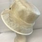 VINTAGE LADIES' WOVEN IVORY HAT FLOWER ACCENT  22" AROUND 4" HIGH  #159 NWT