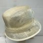 VINTAGE LADIES' WOVEN IVORY HAT FLOWER ACCENT  22" AROUND 4" HIGH  #159 NWT