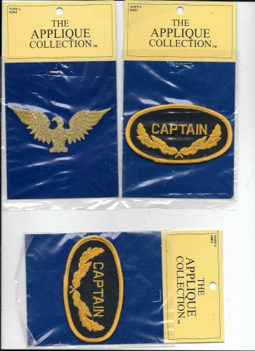 2 CAPTAINS  PATCH 3 1/2" X 2" & 1 EAGLE 3 1/2 X 1 3/8 PATCH IRON ON OR SEW ON