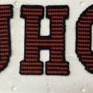 SCHOOL LETTERS U C & H 5 1/2" X 4" IN RED & BLACK SEW ON SCHOOL LETTERS U C & H 5 1/2" X 4" IN RED & BLACK SEW ON