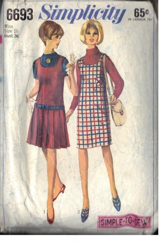 SIMPLICITY PATTERN 6693 SIZES 16 MISSES' JUMPERS