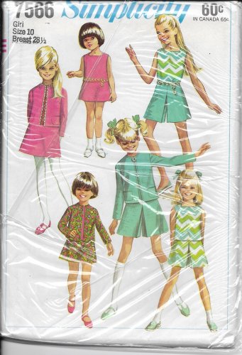 SIMPLICITY PATTERN 7566 SIZE 10  GIRLS' JACKET, SKIRT, CULOTTES, BLOUSE UNCUT