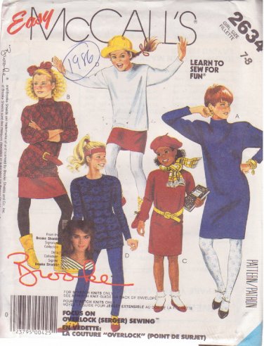 McCALL'S PATTERN 2634 SIZE 7 GIRLS' DRESS TUNIC SKIRT PANTS LEGGINGS  UNCUT