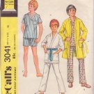 McCALL'S PATTERN 3041 SIZE 12 CHILD'S PAJAMAS & ROBE 2 LENGTHS, APPLIQUE UNCUT