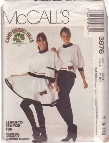 McCALL'S 1988 PATTERN 3976 SIZE SMALL MISSES'  TOP SKIRT & PANTS NO TRANSFER