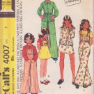 McCALL'S PATTERN 4007 SIZE 7 GIRLS' JACKET, SKIRT, PANTS DETACHABLE BIB UNCUT