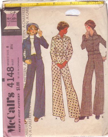 McCALL'S PATTERN 4148 SIZE 8 MISSES&acirc;�� UNLINED JACKET AND PANTS
