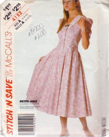 McCALL'S PATTERN 4152 SIZE 6 MISSES' DRESS
