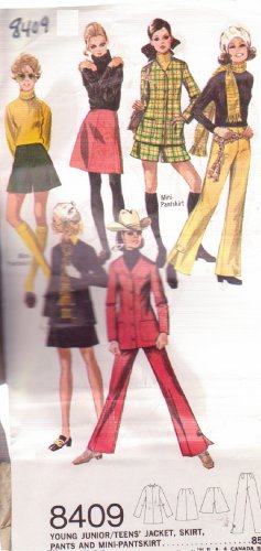 SIMPLICITY 8409 VTGE PATTERN SZ 15/16 MISSES' JACKET SKIRT PANTS MINI PANTSKIRT
