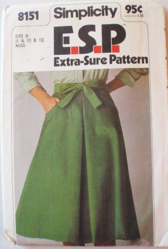 SIMPLICITY 8151 PATTERN SIZE 8/10/12 MISSES' BACK WRAP SKIRT