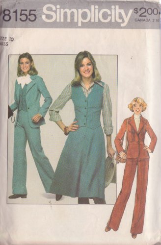 SIMPLICITY 8155 PATTERN SIZE 10 MISSES' PANTS SKIRT BLAZER VEST