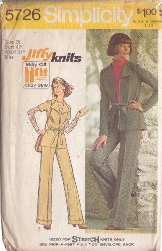 SIMPLICITY VINTAGE PATTERN 5726 SIZE 20 MISSES' UNLINED JACKET, PANTS