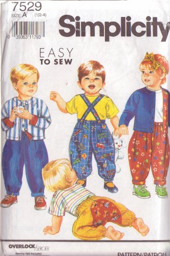 SIMPLICITY PATTERN 7529 SIZES 1/2,1,2,3,4 TODDLER'S PANTS, TOP, JACKET