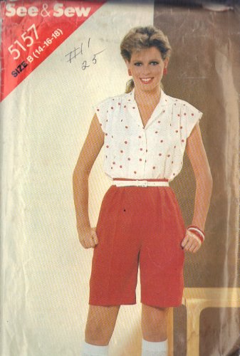BUTTERICK PATTERN 5157 SIZE 14/16/18 MISSES' BLOUSE & SHORTS