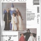 McCALL'S PATTERN 3885 SIZES SM & MD ADULT WIZARD KING QUEEN ANGEL HOODED ROBE