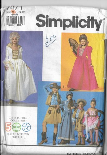 SIMPLICITY PATTERN 7471 SIZE  6-18 ADULT HISTORICAL COSTUMES