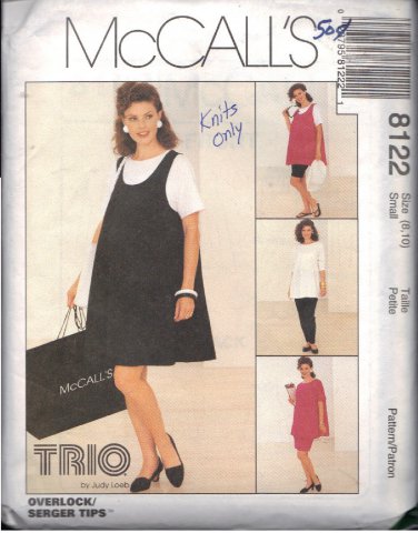 McCALL'S PATTRN 8122 SM MISSES' MATERNITY DRESS,TOP,PULLON SKIRT,PANTS,SHORTS