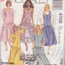 McCALL'S 1990 PATTERN 4705 SIZES 12/14 MISSES' JUMPER, DRESS IN 4 VARIATIONS