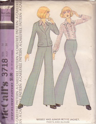 McCALL'S PATTERN 3718 SIZE 14 MISSES' JACKET, PANTS, BLOUSE UNCUT