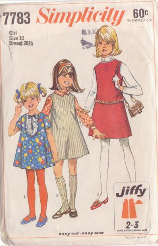 SIMPLICITY PATTERN 7783 SIZE 10 1/2C GIRLS' DRESS OR JUMPER IN A CHUBBIE UNCUT