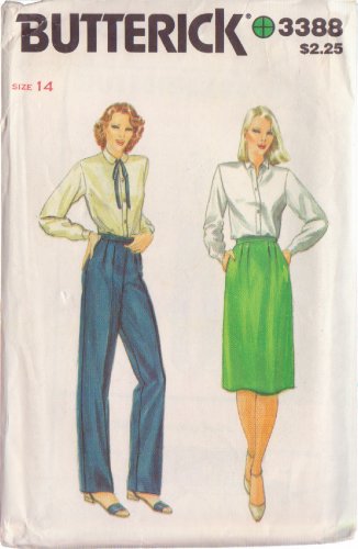 BUTTERICK PATTERN 3388 SIZE 14 MISSES' PANTS AND SKIRT