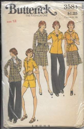 BUTTERICK PATTERN 3584 SIZE 12 MISSES' TOP SKIRT PANTS SHORTS UNCUT