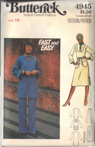 BUTTERICK VINTAGE PATTERN 4945 SZ 16 DRESS TUNIC PANTS BELT