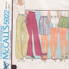 McCALL'S PATTERN 5922 SIZE 10 MISSES' PANTS OR SHORTS IN 5 VARIATIONS UNCUT