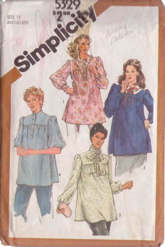 SIMPLICITY PATTERN 5329 SIZE 12 MISSES' MATERNITY PULLOVER TOP IN 4 VARIATIONS