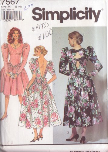 SIMPLICITY PATTERN 7567 SIZES 6-8-10 MISSES' DRESS IN TWO VARIATIONS