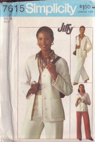 SIMPLICITY VINTAGE PATTERN 7615 SIZE 10 MISSES' UNLINED CARDIGAN & PANTS UNCUT