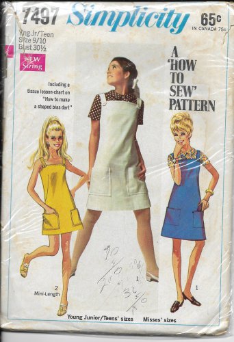 SIMPLICITY PATTERN 7497 SIZE 9/10 YOUNG JR/TEEN SUNDRESS JUMPER BLOUSE